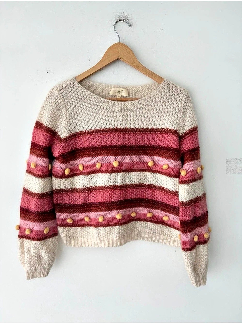 Sezane Penelope Mohair Wool Striped Bauble Sweater Size M